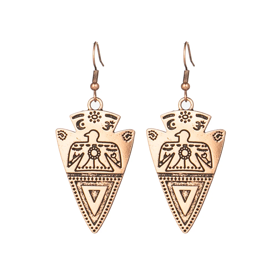 E022405 Boho золотые серьги для женщин, женские винтажные этнические Висячие висячие серьги, индийские серьги, массивные ювелирные изделия - Окраска металла: E022405