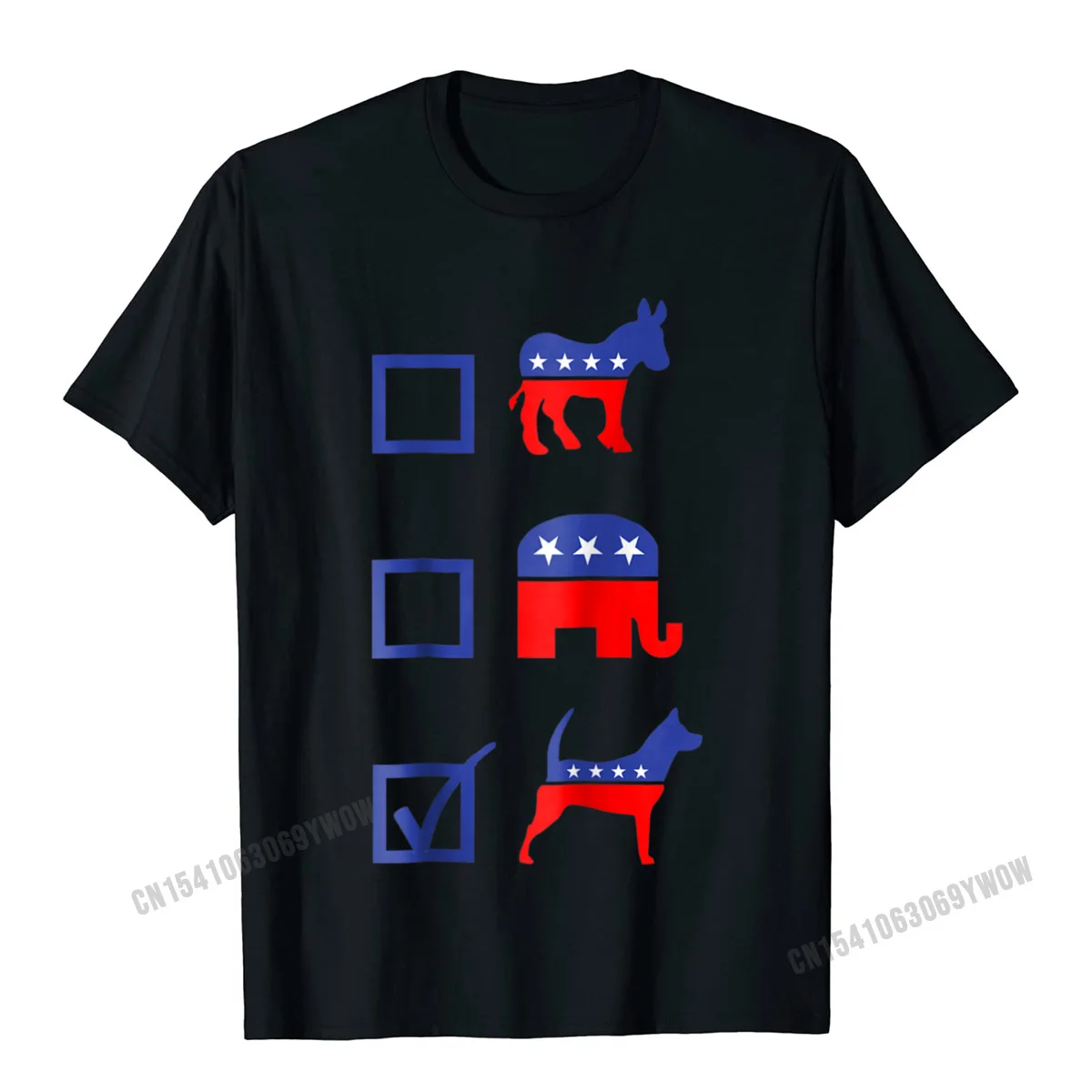 Graphic Democrat Republican vote dog t-shirt__176 Printed T-Shirt Crew Neck Cotton Fabric Mens Tops T Shirt T Shirt Summer Democrat Republican vote dog t-shirt__176 black