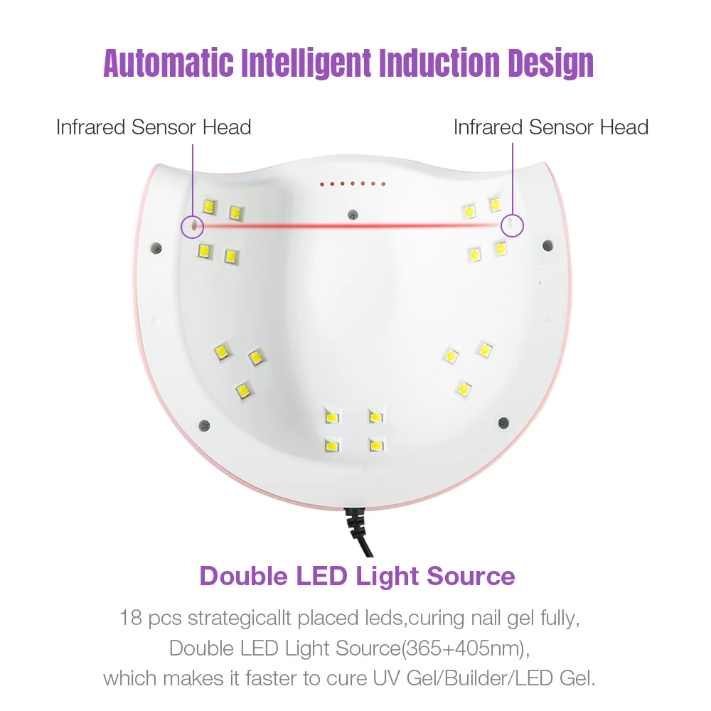 36 Вт Сушилка для ногтей 18 светодиодный s светодиодный УФ лампа USB лампа для ногтей для отверждения гель-лака с ЖК-Типсы для демонстрации лаков для ногтей инструменты для дизайна ногтей