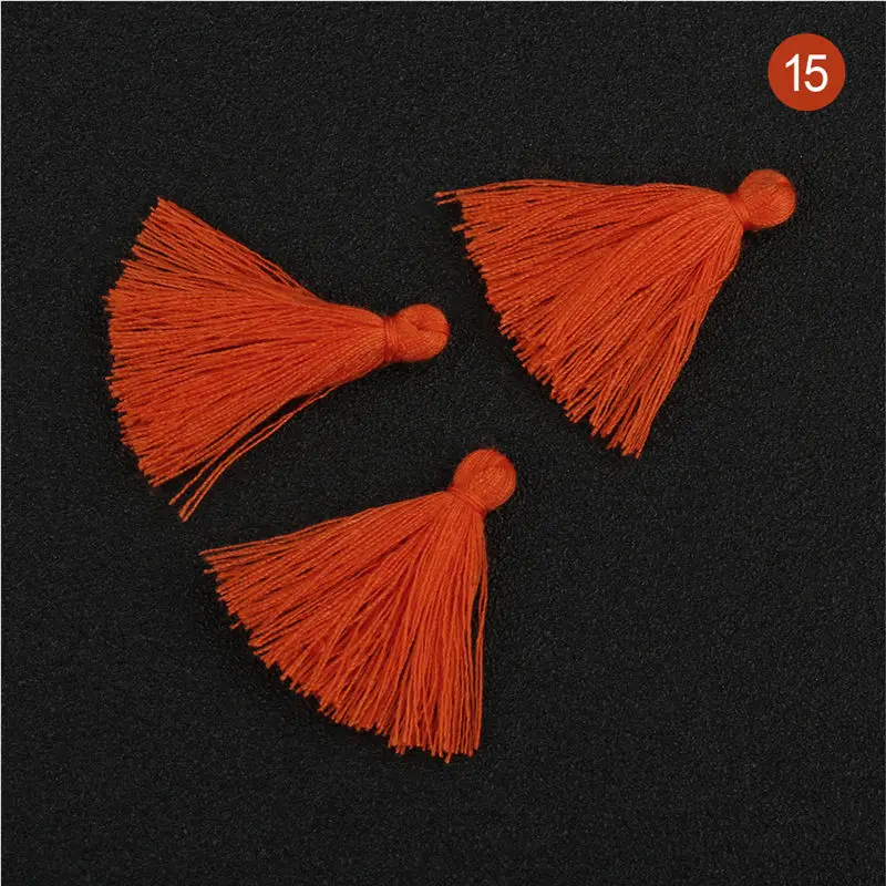 color 15 100 шт 3 см мини хлопчатобумажная нить ткань кисточка DIY кулон ювелирные изделия браслет для изготовления ключей бахрома отделка Ремесло кисточки Швейные аксессуары - Цвет: color 15