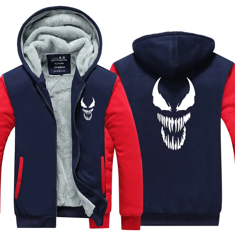 Venom комикс Герой Толстовка Куртка пальто зима флис толстые теплые толстовки с длинным рукавом размера плюс - Цвет: Style 3