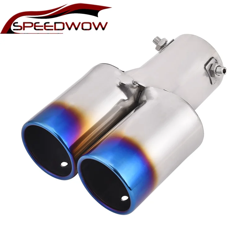 

SPEEDWOW Universal Exhaust Tips Double Outlet For Golf 7 Bmw E60 Stainless Steel Car Exhaust Muffler  