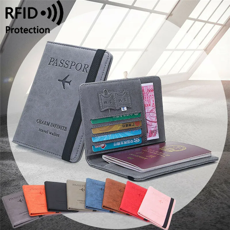 Безопасный держатель для паспорта, кошелек, держатель RFID Блокировка, кожаный чехол для ID кредитных карт, чехол-кошелек