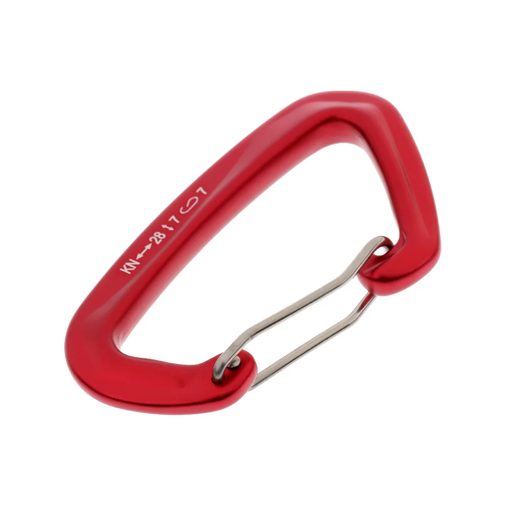 28KN Aluminum Wire Gate Lock Carabiner Hook Rock Climbing Rappelling Quickdraw Spring Snap Locking D Shape Carabiner