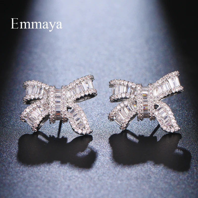 Серьги-гвоздики Emmaya с бантом для женщин и девушек милые украшения ужина изящные