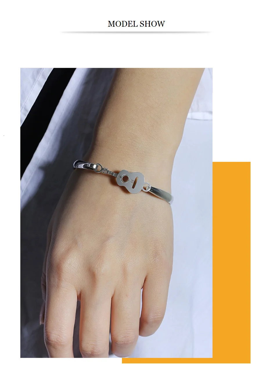 Elegantes Edelstahl Armband mit Gitarre