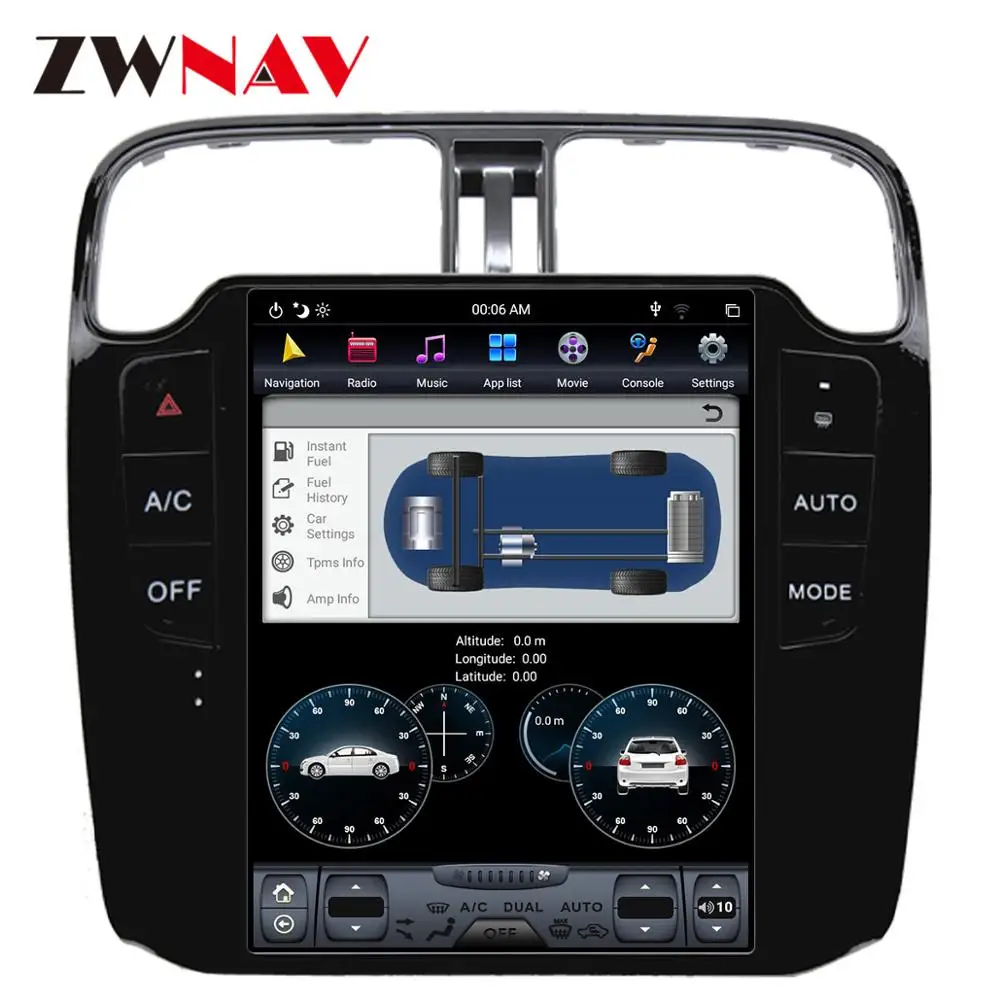 Вертикальный экран ZWNAV Tesla Android 9 0 PX6 4 + 128 Гб Встроенный Автомобильный CARPLAY для