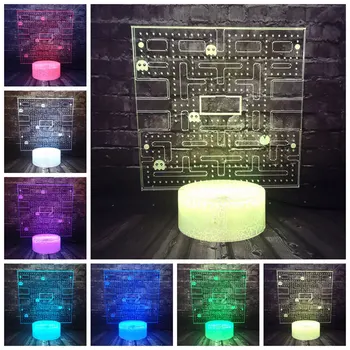 

Free Shipping LED 7 Color Smart Touch Change 3D Visual Acrylic Classic Mobile Phone Game Pacman Gift Room Baby Sleeping Light