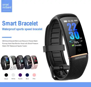 

E98 Smart Bracelet Men's Women's Fitness Watch Heart Rate Monitor Smart with Blood Pressure Watch Waterproof Sports Pedometer