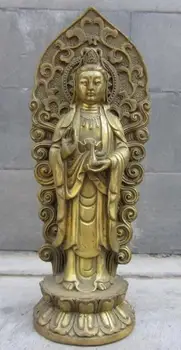 

zhmui88002841678++China Buddhism Brass Copper Guan Yin Kwan-yin Boddhisattva Goddess Buddha Statue