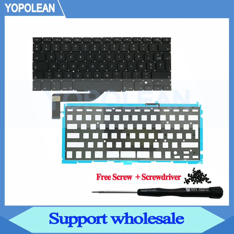 Новая Французская клавиатура AZERTY с подсветкой для Macbook Pro retina 1" A1398 2012 2013 лет