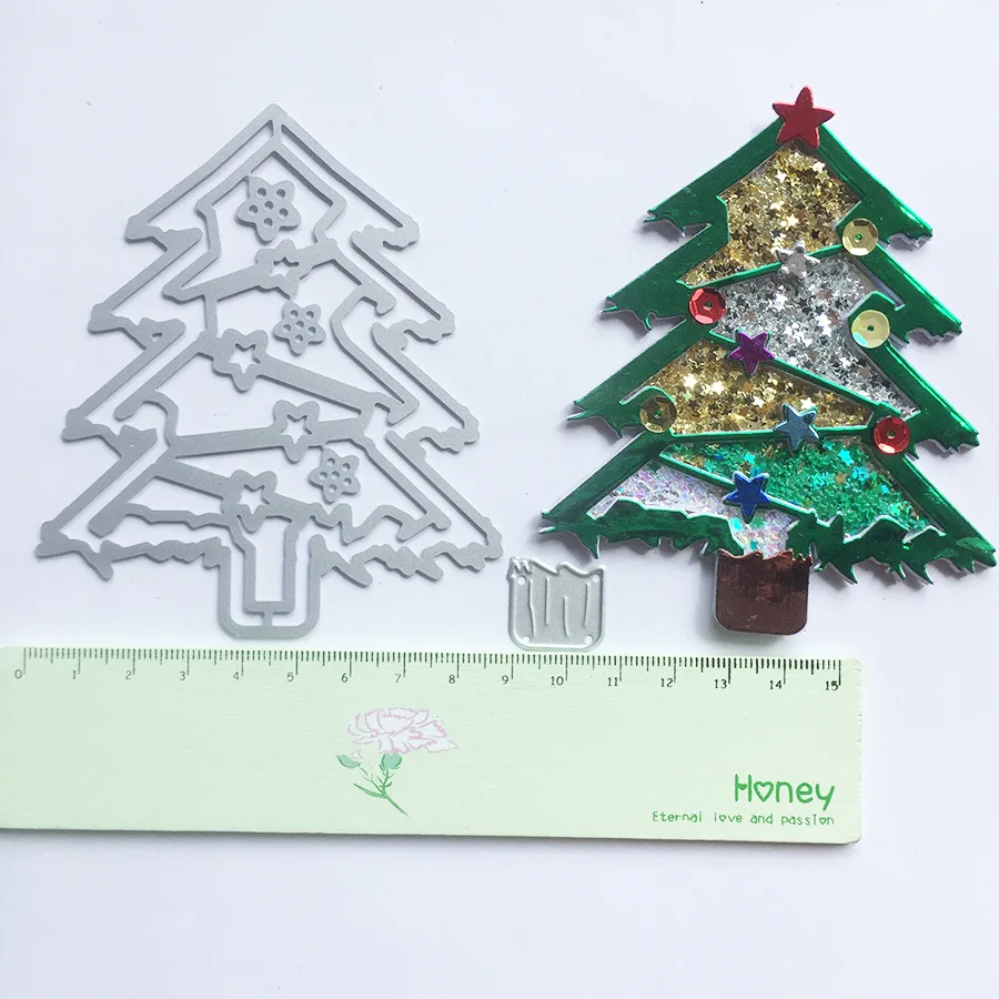 Рождественская елка, Санта Клаус, олени, перчатки, металлические режущие штампы, ккрафт, колокольчик, конфета, высечки для изготовления открыток, скрапбукинг, рождественские штампы - Цвет: Tree