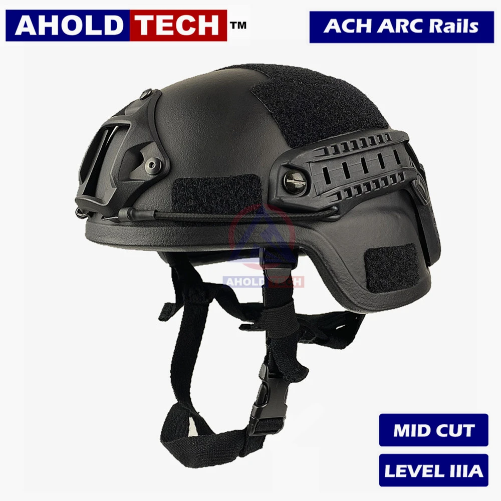 

Aholdtech Genuine ISO NIJ IIIA ACH ARC Rails MICH Mid Cut Style Bulletproof Ballistic Helmet For Army Combat Police Airsoft