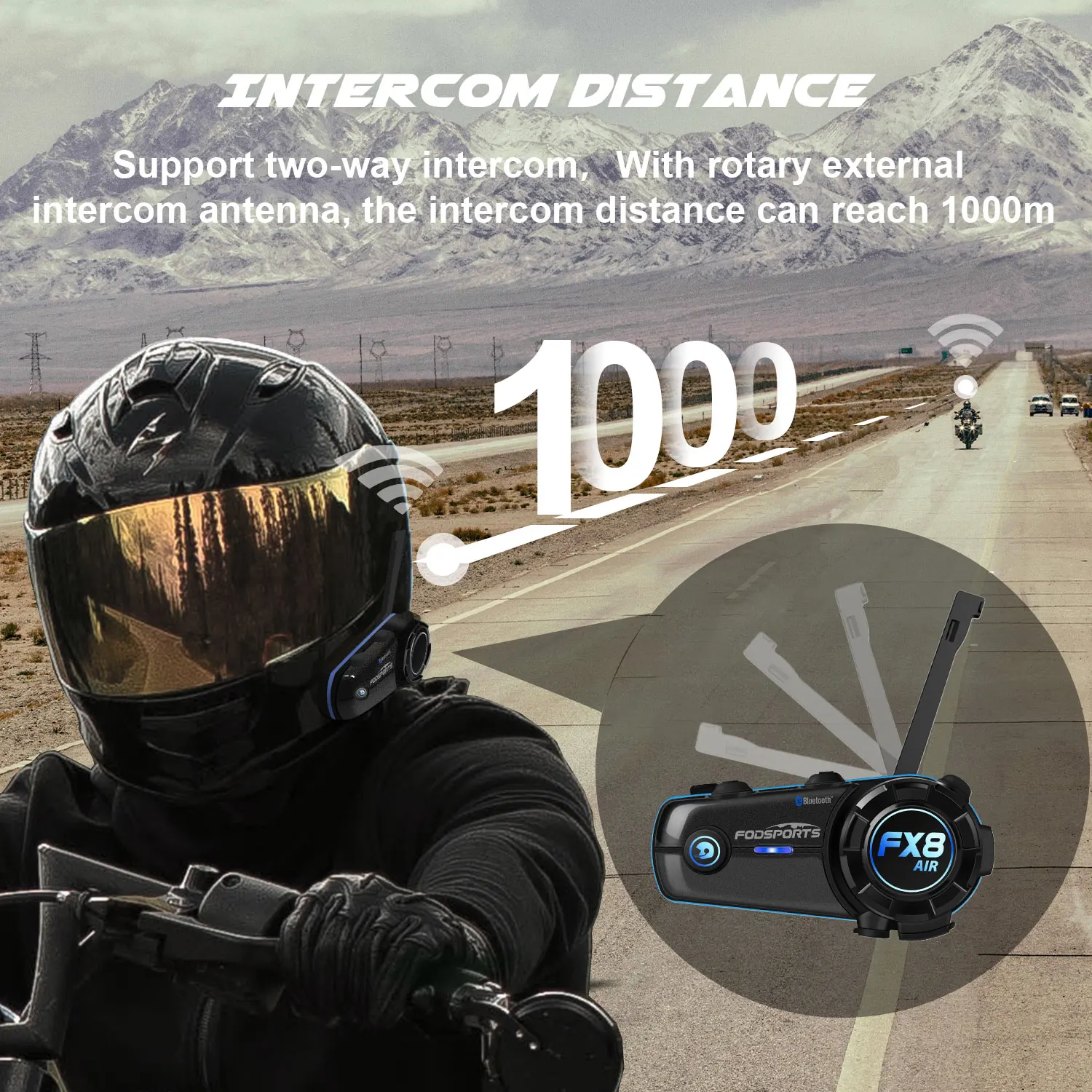 1 Jeu D'interphone Pour Casque De Moto Avec Une Distance De 1 000