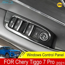 Panneau de commande pour Chery Tiggo 7 Pro 2021 2020, couvercle de commutateur de vitre de voiture, Film de décoration intérieure, accessoires de Salon en acier inoxydable 
