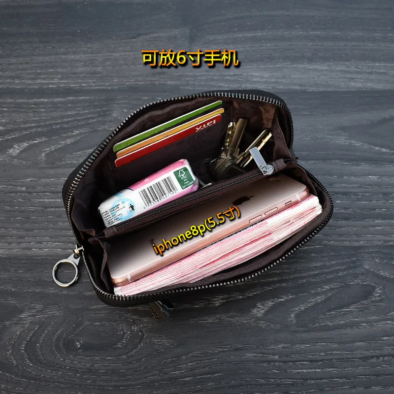 

2019 New Style Full-grain Leather Handbag Women's Clutch Bag Genuine Leather Multi-functional Phone Bag Large Capacity Bag Walle