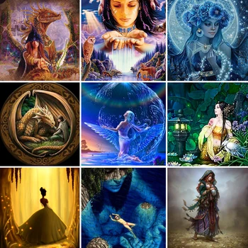 

50x50 diamond painting 5D Full Square embroidery mosaic Cross Stitch Beast girl DIY Wall Sticker home Decoration festival