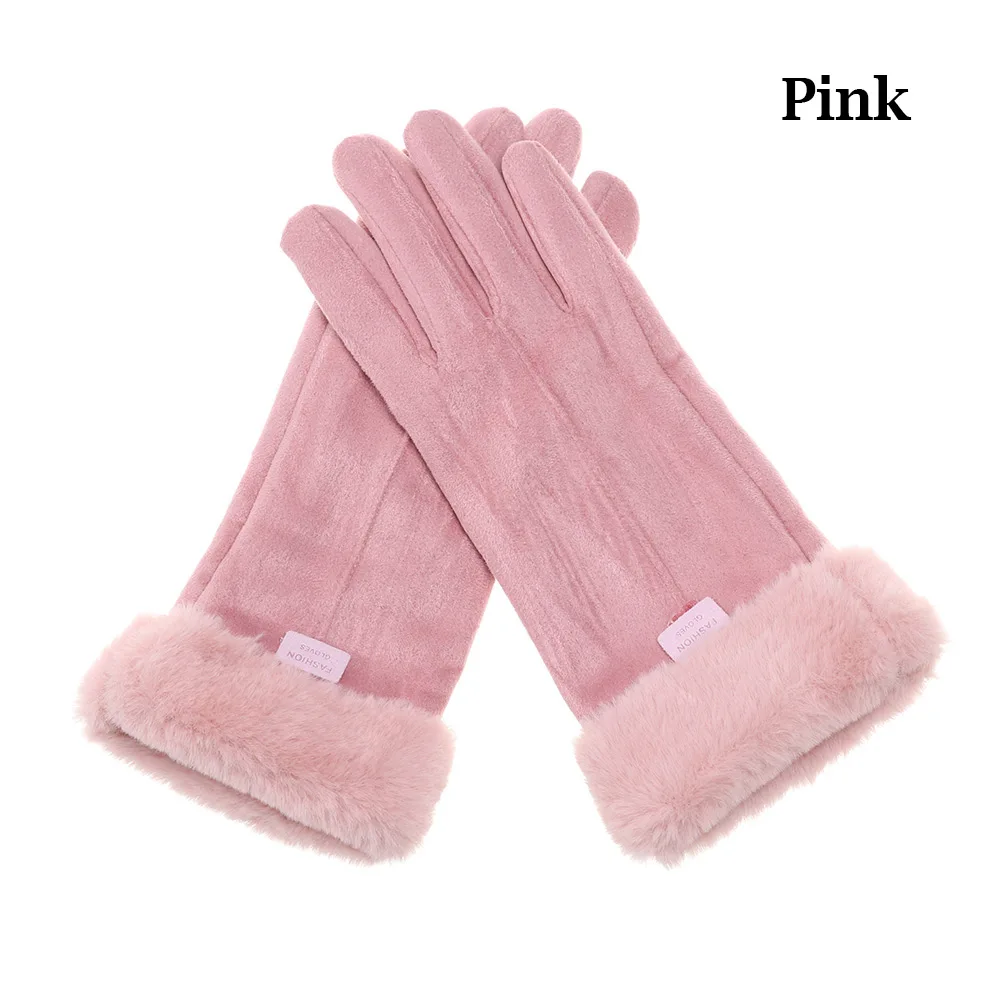 pink Новое поступление зимние перчатки женские перчатки для сенсорного экрана женские плюшевые толстые теплые перчатки для лыжного вождения - Цвет: pink