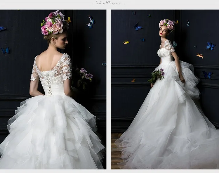 Casamento модное романтическое сексуальное свадебное платье с коротким рукавом vestido de novia свадебное платье со съемным шлейфом