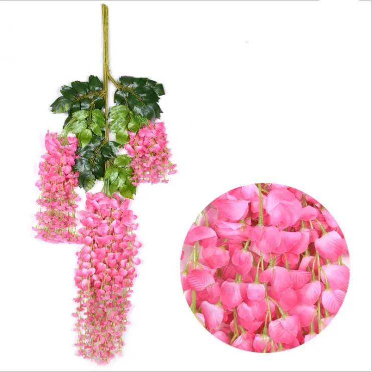 see chart 12 искусственная Глициния шелковые головки цветов 110 см Wisteria DIY ремесла имитация искусства Цветок Искусственный лист Свадебные украшения дома - Цвет: see chart