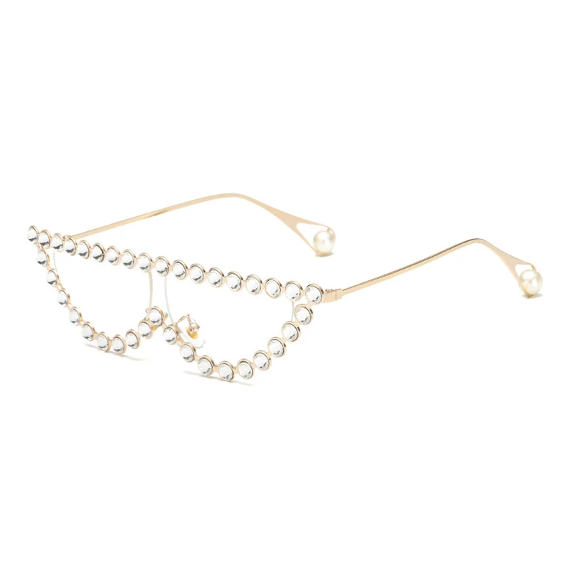 Cateye Sunglasses Women Rhinestone Sun Glasses for Female Vintage Retro Woman Glasses Metal Frames Elegant Luxury Uv400 Brand