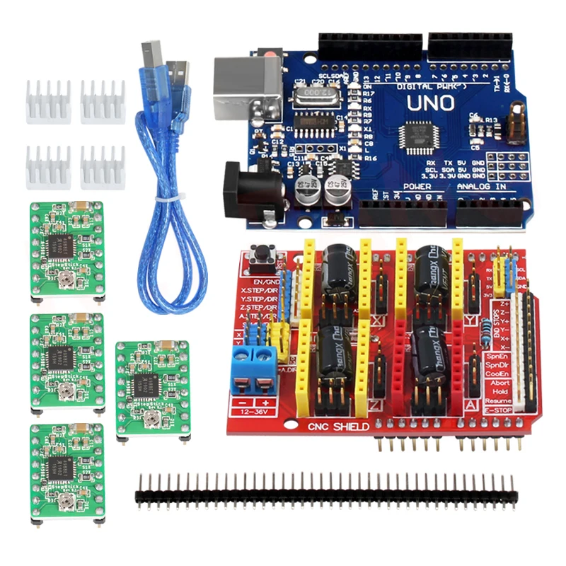 Профессиональный 3d принтер с ЧПУ Комплект UNO R3 плата+ CNC щит v3+ A4988/DRV8825 драйвер двигателя 3d принтер DIY материнская плата лазерный гравер