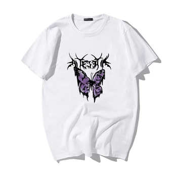 T Shirt Punk Oversized Butterfly Men's clothes 2