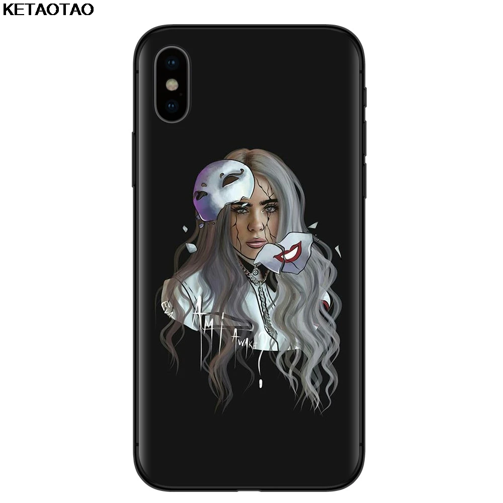 Небесно-голубой KETAOTAO Billie Eilish Rainbow Blohsh Eyes, чехол для телефона с океаном для iPhone 5S, 6 s Plus, X, XS, XR, 11 Pro, чехол из мягкого ТПУ, резины, силикона - Цвет: Небесно-голубой