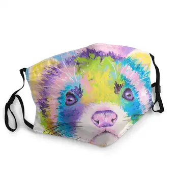 

Ferret Pastel Animals Rainbow Cute Unisex Non-Disposable Face Mouth Mask Printed Anti Haze Protection Mask Mouth Muffle