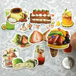 Autocollant gâteau Dessert boisson motif artistique, 33 pièces, Mini papeterie de Scrapbook de voyage mignon Kawaii pour étui de téléphone et ordinateur portable, jouets pour enfants 