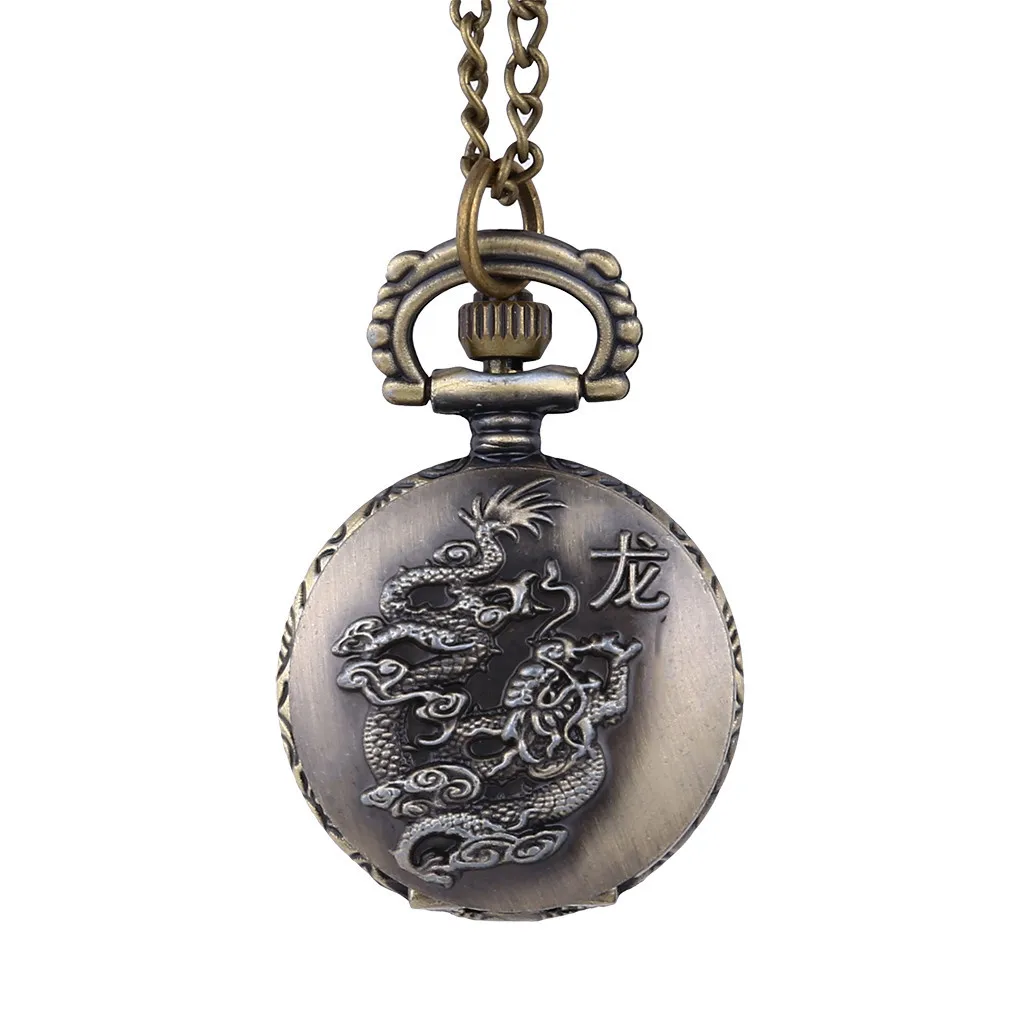 Reloj de bolsillo con dragón Steampunk para hombre, cronógrafo de cuarzo, con cadena, regalo de cumpleaños para abuelo, papá