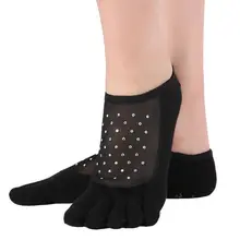 Новинка, носки для йоги, на заказ, чесаный хлопок, подъем, горячее сверление, кружево, силиконовые, Нескользящие, сетчатая пряжа, алмазные спортивные носки-Тапочки