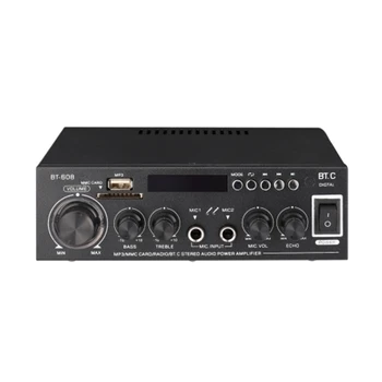 

Mini Power Amplifier Audio MP3 Player FM Radio BT Digital Audio Receiver LCD Display Dual Microphone Input BT Amplifier