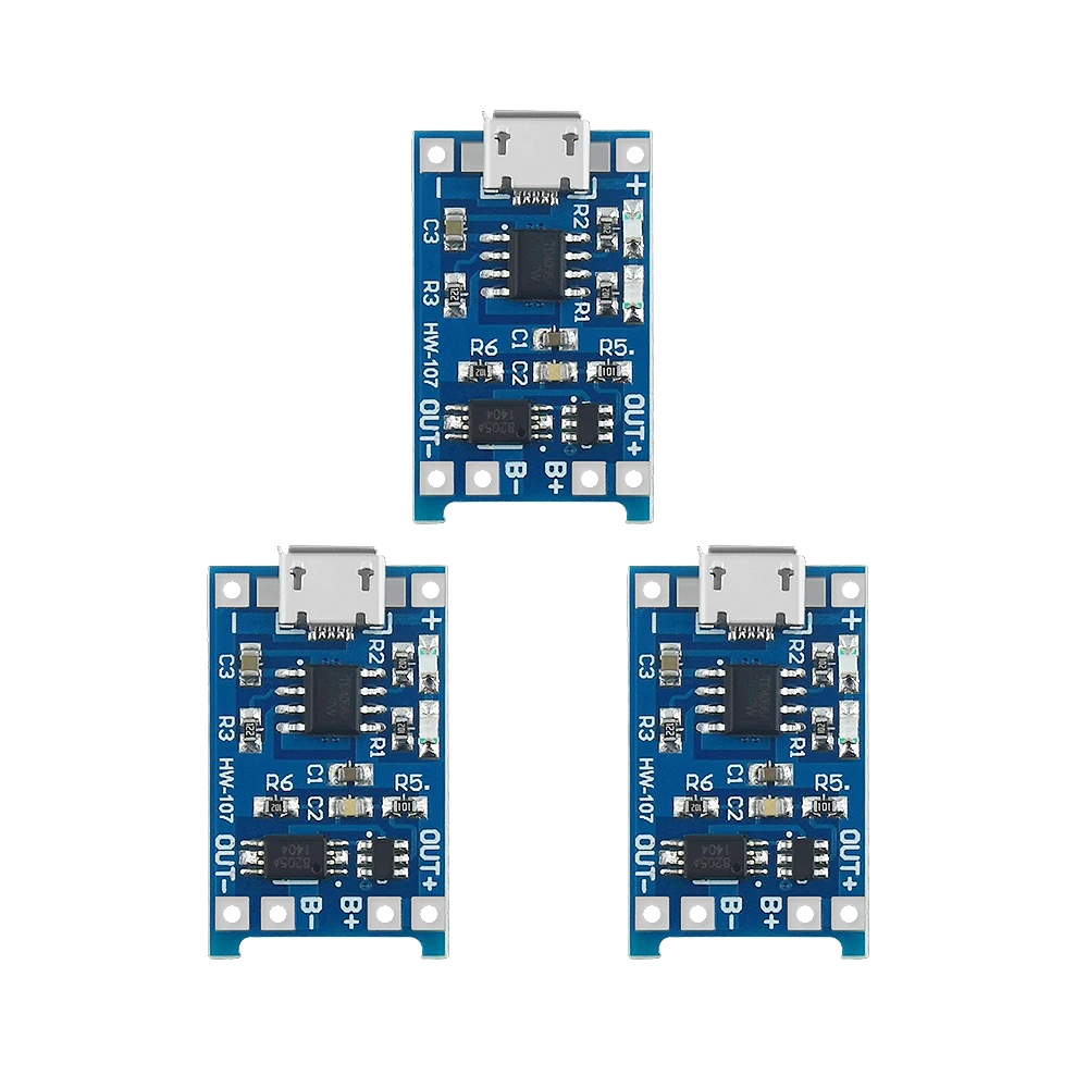 1/3/5PCS 5V 1A Micro USB 18650 Lithium Battery Charging Board Charger Module+Protection Dual Functions TP4056