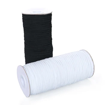 

200yard Flat Mask Elastic Rope white black Ear Hanging Rope high elasticity Adjustable Line Handmade for DIY Mask wholesale