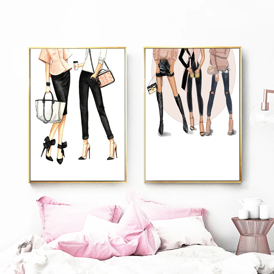 

Watercolor Super Model Fashion Girl Wall Art Canvas Painting Nordic Posters And Prints Art Wall Pictures For Living Room Decor