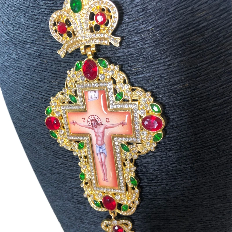 Preise Neue Silber Schultergürtel Kreuz russische griechenland kruzifix religiöse icon Byzantinischen Kunst und Orthodoxe Tradition heiligen kreuz priester