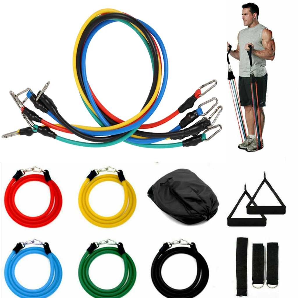 11pcs Fitness Resistance Bands Set Home Gym Sports Exercise Tubes Equipment