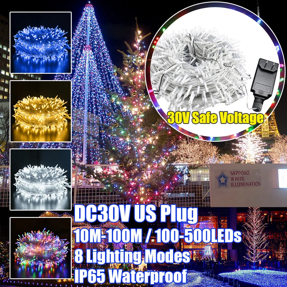 

Sale 10M - 100M LED Outdoor Light String Fairy Garland Battery Power Copper Wire Lights For Party Christmas Wedding 5 Colors D30