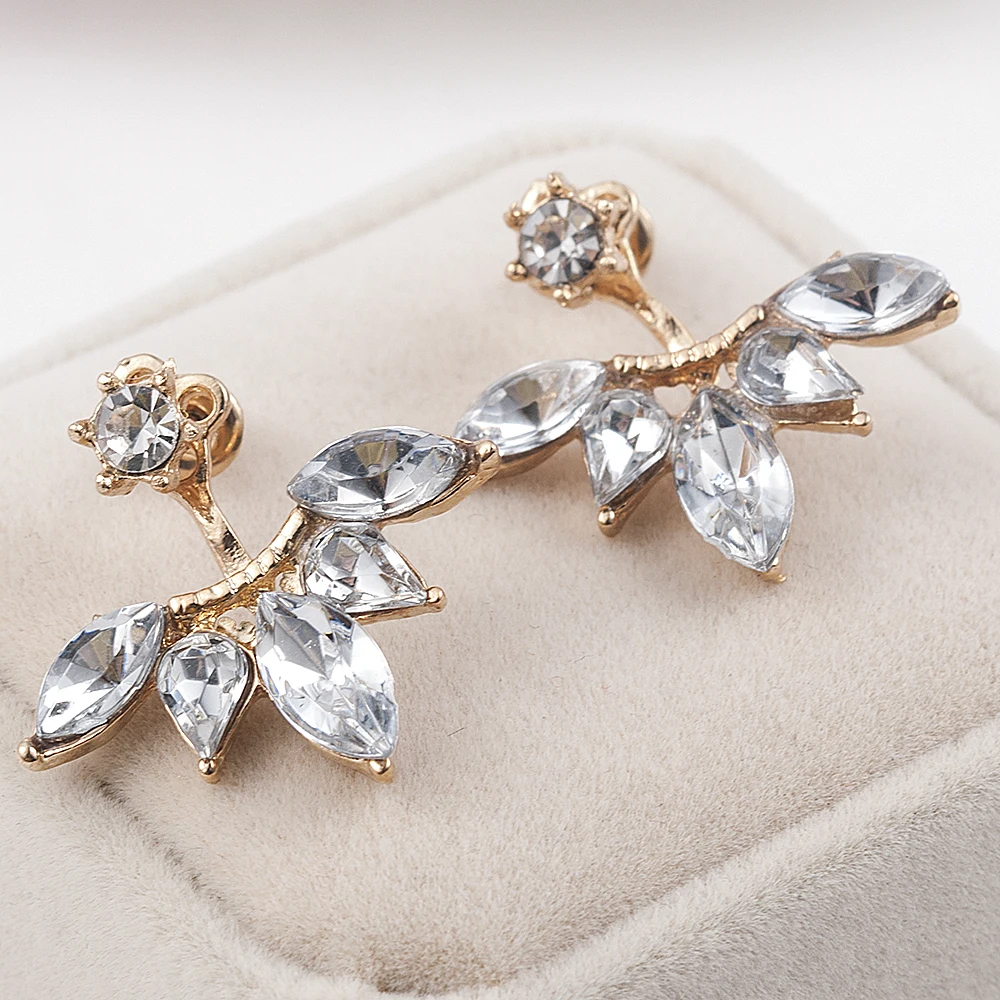 Корейские серьги пусеты с золотыми кристаллами модные для женщин|crystal stud
