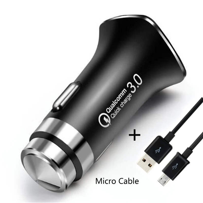 QC 3,0 быстрое USB Автомобильное зарядное устройство для телефона Micro usb зарядное устройство нейлоновый провод для samsung galaxy A6 J3 J5 J4 J6 J7 honor 7a 6 6x