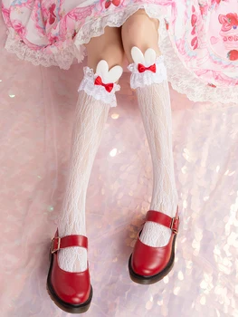 

Lolita Lace Mid stockings Women Thin legs Rabbit Ears Decorated Bowknot Japanese Anime Cosplay Teen Girls Heap Heap stockings