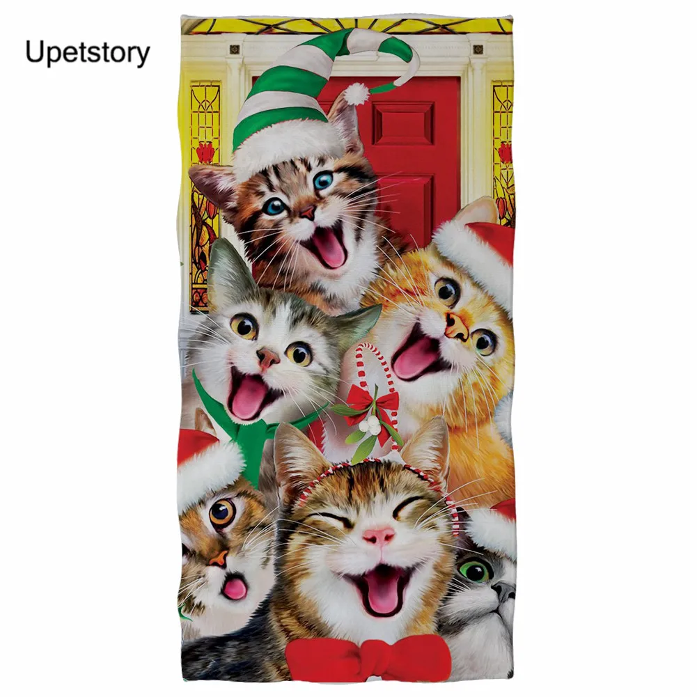 New Cute Women Cat Print Beach Face Towel for Adults Kids Bath Absorbent Drying Washcloth Swimwear Towels | Спорт и развлечения