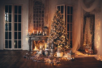

HUAYI Baby Children Photography Backdrop Christmas Eve Theme Vinyl Photo Background Family Xmas Vinyl Photobooth W-3437
