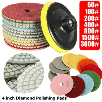 

12Pcs Polishing Pads Wet/Dry Grinding Granite 4 Inch Diamond Tools Set