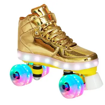 

Men and Women Roller Skates Four-Wheeled Two-Line Double-Line Wheel Multiple Colour PU Leather Design TPU Material Sole