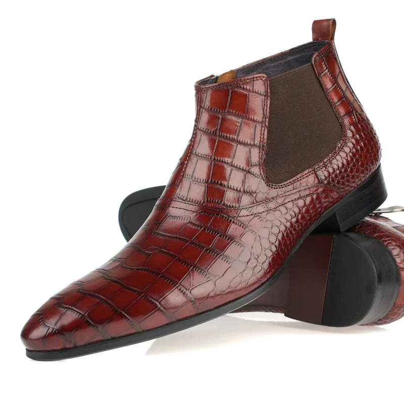 

Boots Men Crocodile Pattern Pointed-Toe Formal Wear Genuine Leather Shoes Leather 44