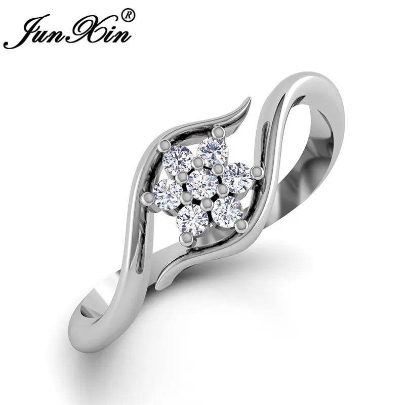 Silver Color Женское Хрустальное маленькое кольцо-Снежинка, серебро, желтое золото, цвет белый, циркон, милые цветы растений, тонкие кольца для женщин, обручальные кольца - Цвет основного камня: Silver Color