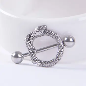 

Surgical Stainless Steel Barbell Bar Nipple Ring Shield Twining Snake Round Circle Burnish Body Piercing Jewelry