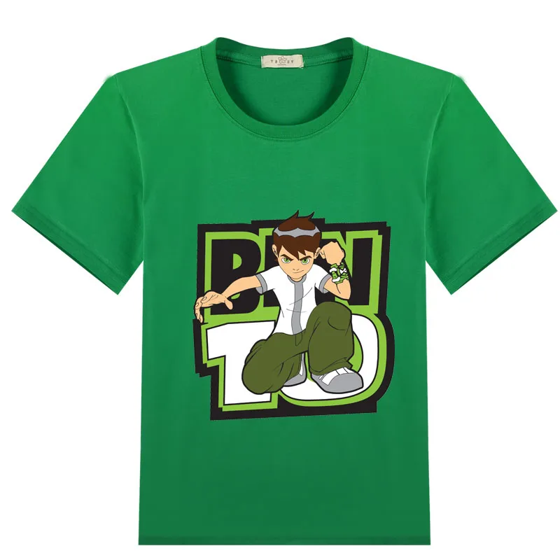 dark green Хлопок, цветная Детская короткая футболка с героями мультфильмов для мальчиков и девочек 2, 4, 6, 8, 10, 12, 14 лет - Цвет: dark green